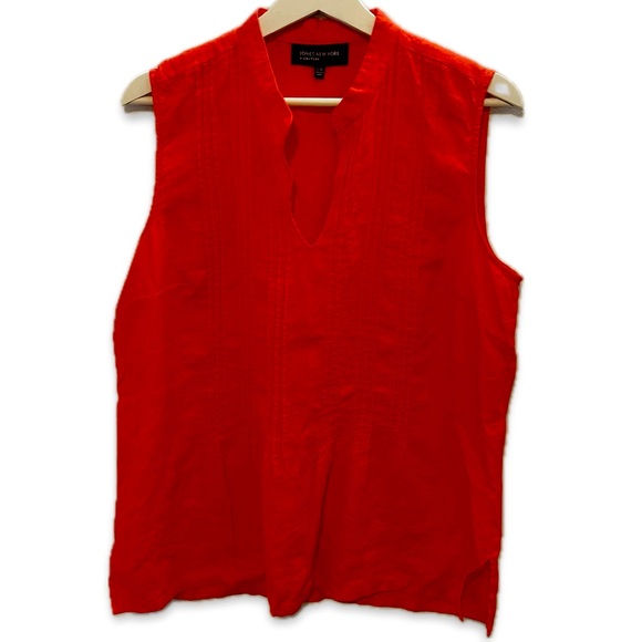Linen Bright Sleeveless Top Size L Jones New York Vintage - Picture 1 of 7